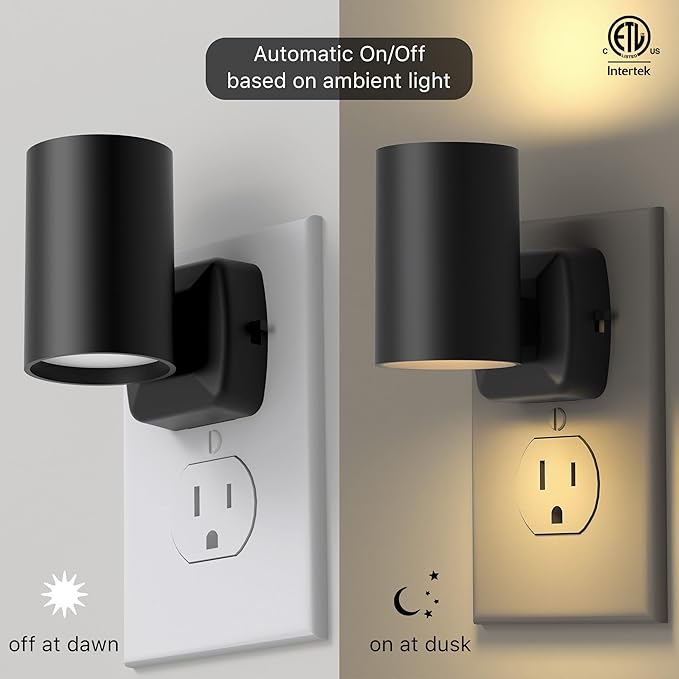Led Night Light Plug in,Night Lights Plug into Wall Dusk to Dawn Sensor,20lm/40lm Adjustable Brightness,2700k Soft White,Dimmable Night Light for Hallway Bedroom Bathroom 6 Pack ETL-Certified