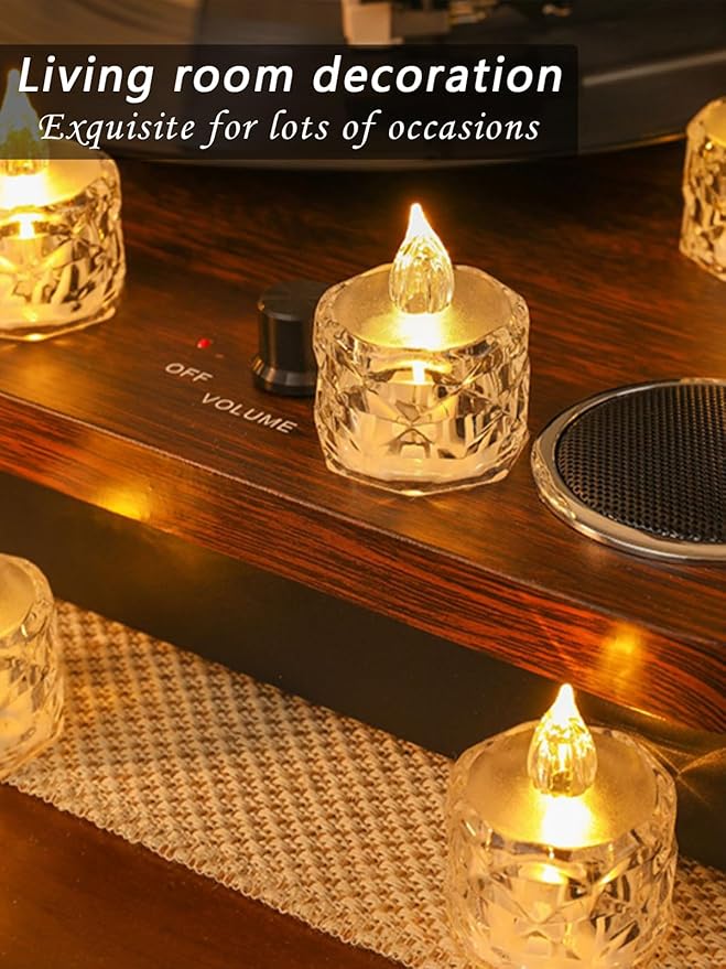 24pcs Flashing Battery Powered LED Votive Tea Candles, Realistic Electronic Fake Candles for Birthday Gifts for Women Mom Grandma Mother's Day Decoration