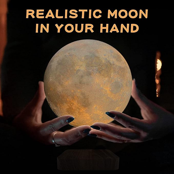 PeacePlanet Levitating Moon Lamp, Gift, LED Table Lamp, Levitate & Rotate in Air, Night Light, Touch Control, Adjustable Brightness, Gift for Girlfriend, Mom, Birthday, Anniversary.