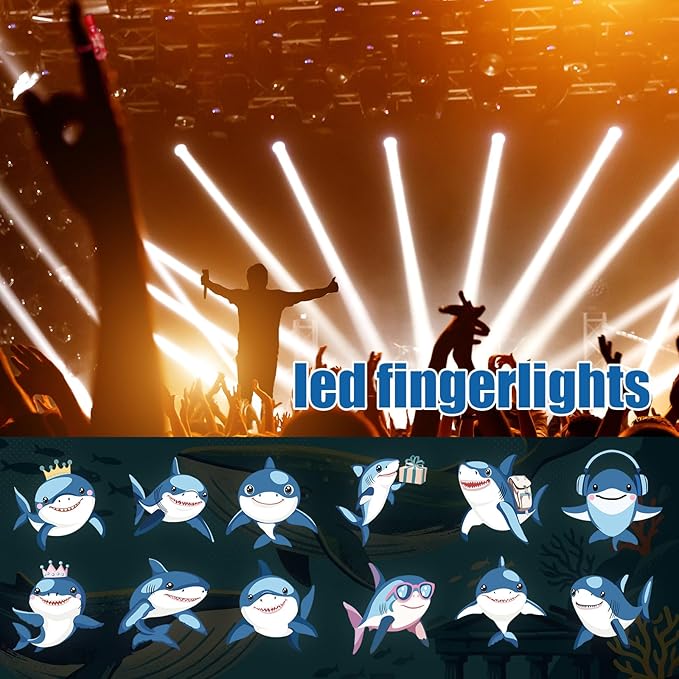 Tuanse 36 Pcs Shark Finger Lights Gifts Bulk for Kids Glow in the Dark Finger Lights Ocean Themed Shark Party Decorations Birthday Party Favors Under the Sea Themed Gift Idea for Kids Boy Girl Adult