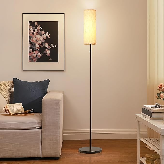 Cordless Floor Lamp for Living Room, with 3 Color Temperature and Pull Cord Switch, 8000mAh Battery Operated Portable Rechargeable Modern Standing