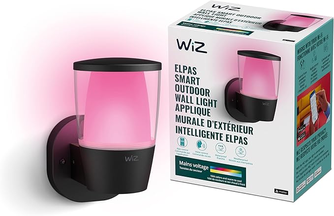 WiZ Connected Wiz Wi-Fi LED Smart Color Changing Elpas Wall Light - Pack of 2 - Outdoor - Weatherproof - Control App - Works with Google Home, Alexa and Siri Shortcuts - No Hub Required
