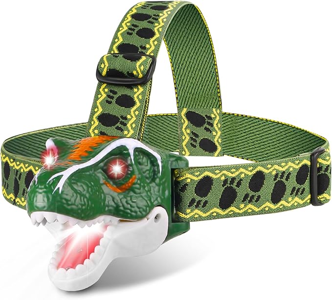 TIGTECGAME LED Kids Headlamp Battery Powered Flashlight T Rex Dinosaur Toy Stocking Stuffers Outdoor Headlight Gift for Boys Girls Toddlers 3 4 5 6 7 8+ Years Old Easter Halloween Christamas