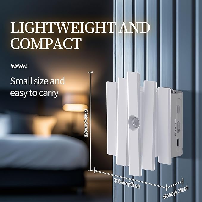 Rechargeable Motion Sensor Night Light, Magnetic RGB Color Changing LED Ambient Lighting, Compact Battery Operated Indoor Wall Light for Hallway, Stairs, Bathroom & Kids Room (USB-C)