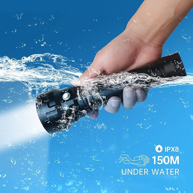 Wurkkos DL40 Diving Flashlight, Bright Max 5000 Lumen Scuba Dive Light with 4 LH351D LED, IPX8 Waterproof Submarine Flashlight Underwater 492ft, High 90CRI Rechargeable Diving Torch for Depth Cave