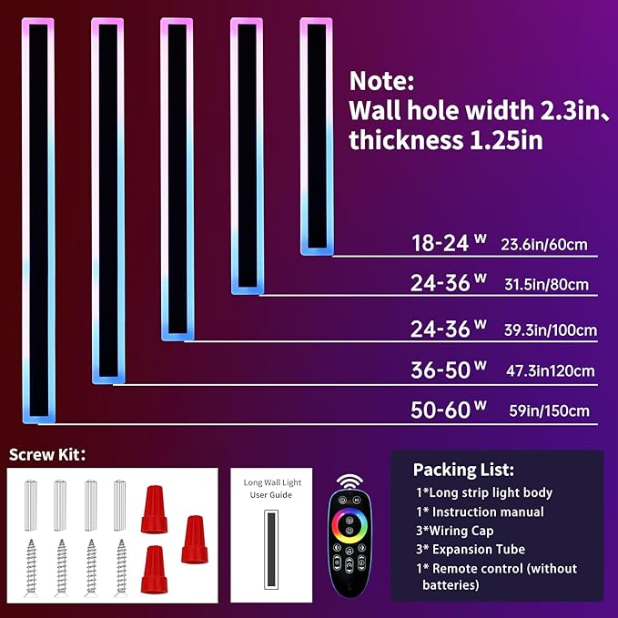 Mikeru 2pack 31.4inch Outdoor Wall Light Fixtures, RGB Modern Outdoor Wall Sconce 10%-100% Dimmable Smart Outdoor Light Fixtures Wall Mount Featuring Multiple Modes and 12 Colors for Patio Entryway