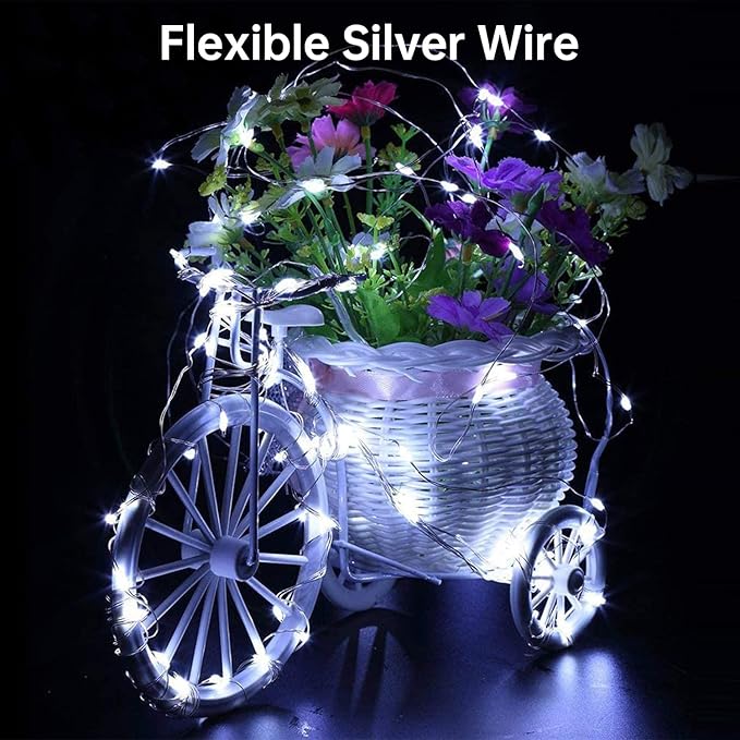 Blingstar USB Powered Fairy Lights, 2 Pack 33Ft 100 LED, Flexible Silver Wire, Mini String Lights for Christmas Tree/Bedroom/Camping/Dorm Indoor Decoration, Cool White