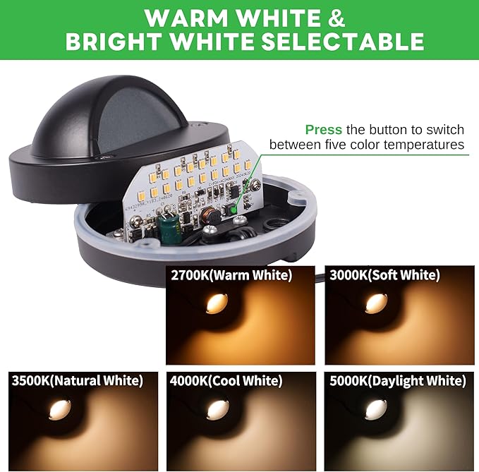Low Voltage Deck Lights - 12V Landscape Step Lights Outdoor, 5 Color Temperature Dimmable, IP65 Waterproof Integrated Aluminum Lighting Black for Stair Yard Patio Fence 6 Pack