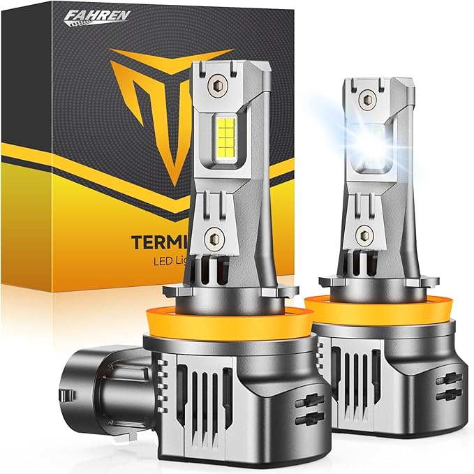 FAHREN 2025 Brightest H11 Led Bulbs, 𝟔𝟎,𝟎𝟎𝟎𝐋𝐌 H11/H8/H9 Lights, 𝟏𝟐𝐗 Brighter with 16 CSP Chips 120W, Cutting-Edge Tech for Epic Night Visibility, 6500K Cool White Fog Bulb HID, Pack of 2