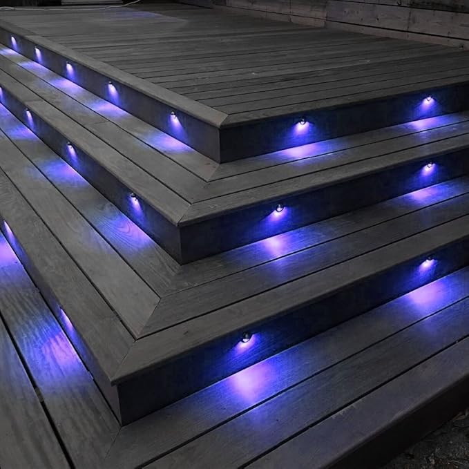 FVTLED Low Voltage LED Step Lights, 10pcs RGB LED Landscape Stair Lights Outdoor Deck Lighting WiFi Controller Φ1.97 Recessed Lights, Compatible with Alexa Google Home