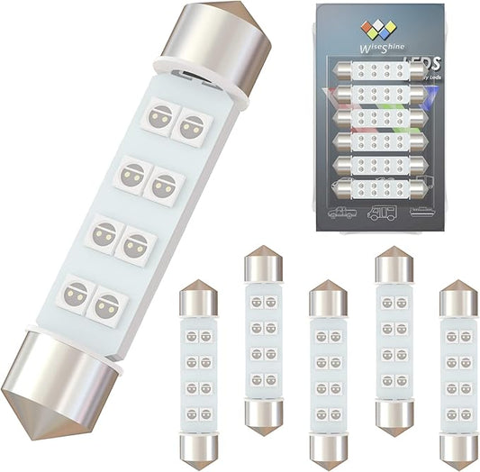 DC 24V 44mm 578 Festoon Dome LED Bulb Blue 211-2 561 562 566 LED Bulbs for Truck Interior Door Trunk courtesy Lights (Pack 6)