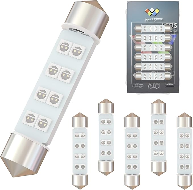 DC 24V 44mm 578 Festoon LED Bulb 211-2 212-2 214-2 LED Bulbs Green for Truck Interior Door Cargo Lights (Pack 6)