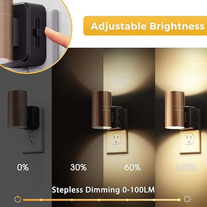 L LOHAS LED Night Light, 2 Pack Night Lights Plug into Wall, Automatic Dusk to Down Nightlight, 3000K Soft White 0-100LM Dimmable Modern Nightlight for Kids Bedroom Hallway