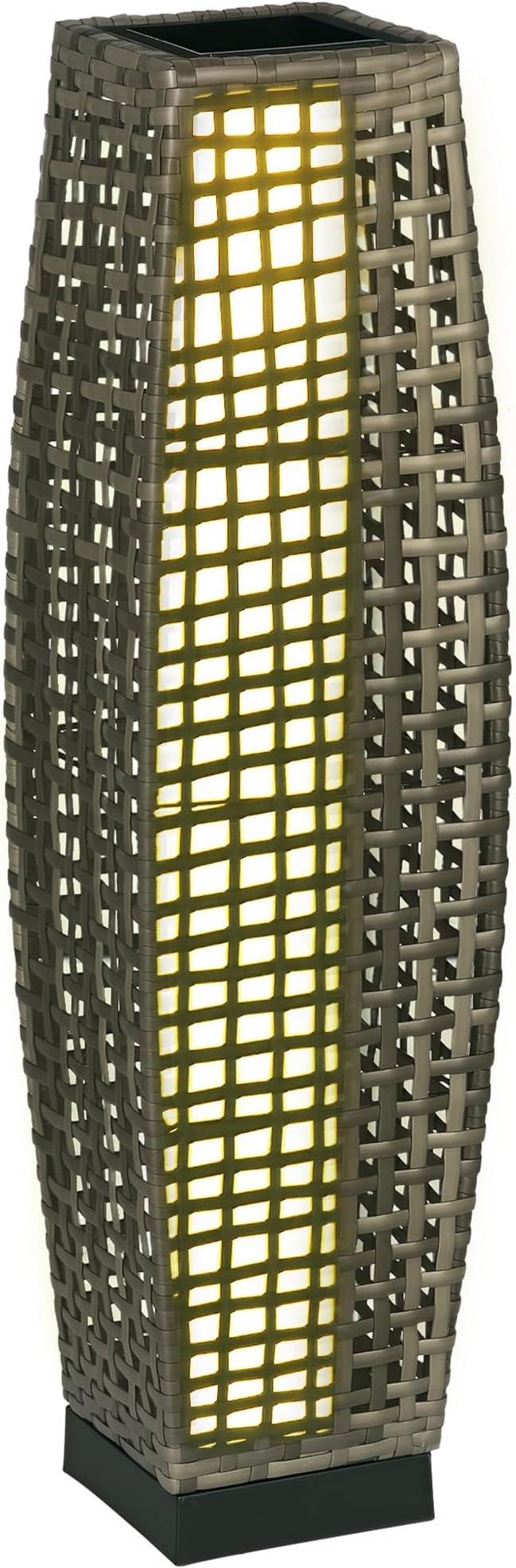 Outsunny Solar Floor Lamp, Outdoor Garden Lantern Pathway Light & Decorative Driveway Lighting with Auto On/Off LED Lights for Porch, Yard, Lawn, Courtyard, Deck, Gray