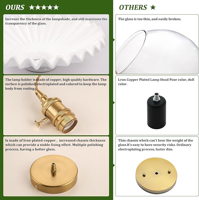 Pendant Light with White Pleated Ceramic Lmapshade, Brass Vintage Pendant Light Adjustable Hanging Light for Kitchen Island Dining Room Hallway