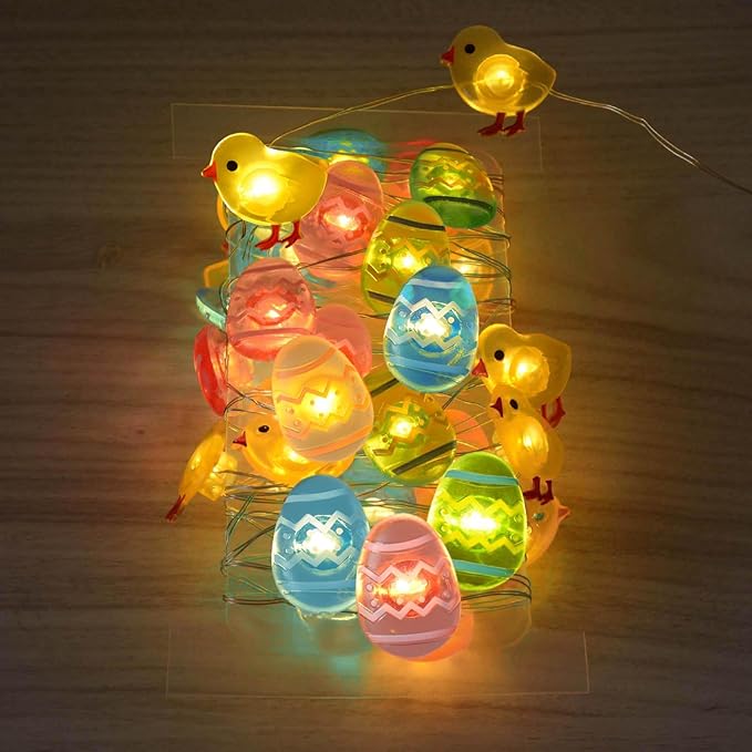 50 LED Egg Easter Lights for Easter Decorations, Battery Operated Easter String Lights for Easter Garland Spring Wreath Decor, Mini Lighted Eggs for Home Classroom Hunt Party Mantle Decor