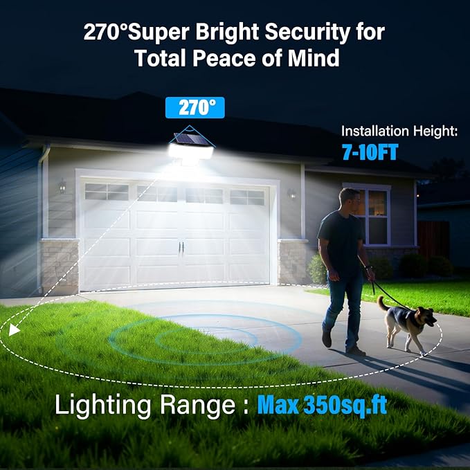 Solar Lights Outdoor, 2PACK 448 LED Wall-Mounted Flood Light, 3500LM IP65 Waterproof Solar Street Lights with Motion Sensor and Remote Control for Dusk-to-Dawn Illumination
