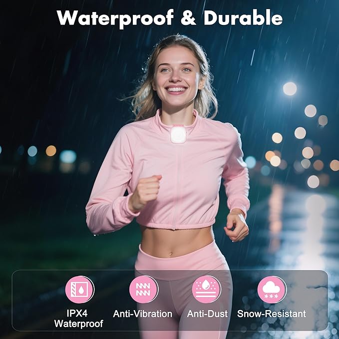 2 Pack Pink Running Lights for Runners, Rechargeable Walking Light for Night Walking,Clip On Flashlight,Running Accessories for Women,Safety Light Gear for Hiking,Fishing,Camping,Jogging