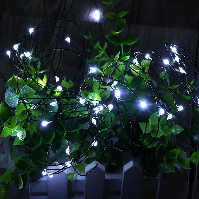 ER CHEN Battery Operated String Lights, 33ft/10m 100 LED Dimmable Fairy Lights with Remote/Timer, Waterproof Green Copper Wire Christmas Lights for Bedroom, Patio, Wedding, Party (Cool White)