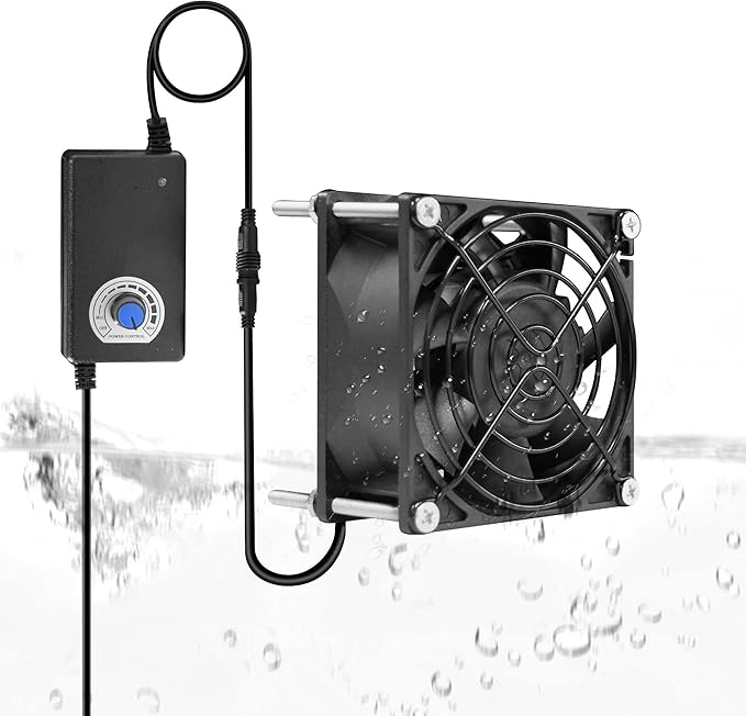 PANO-MOUNTS 80mm 3.15inch Dual Ball Upgraded IP68 Waterproof Cooling Fan -Max 5000RPM with Stepless Speed Controller for DIY Ventilation Exhaust Projects