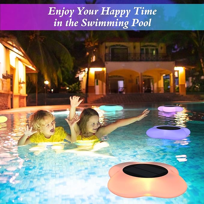 Floating Pool Lights Solar Powered, Solar Pool Lights That Float, Glow in The Dark Swimming Pool Light, Waterproof Light Up LED Pool Accessories 1PC