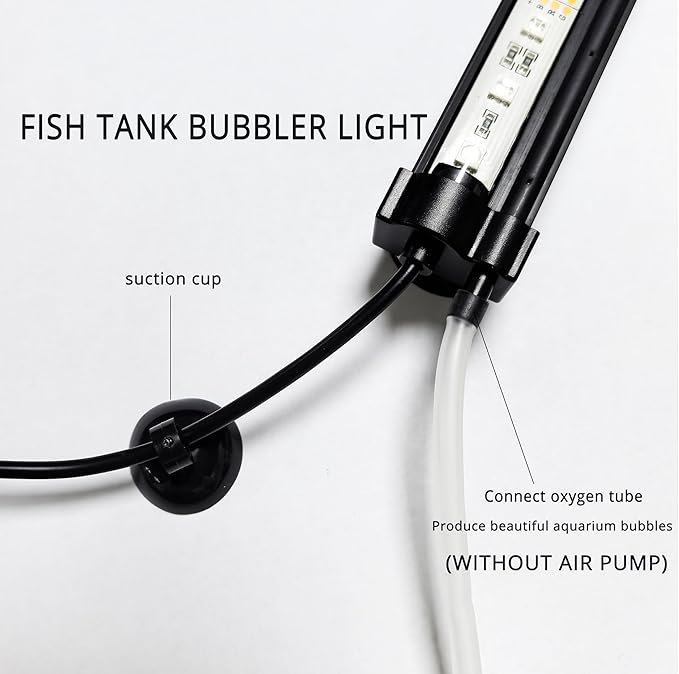 LED Aquarium Lights for Fish Tank,Submersible Fish Tank Light with Air Bubbler Hole Bubble Wall RGB Color Changing Brightness Adjustable Waterproof Remote Control Bubble Tube Light,3W 9inch