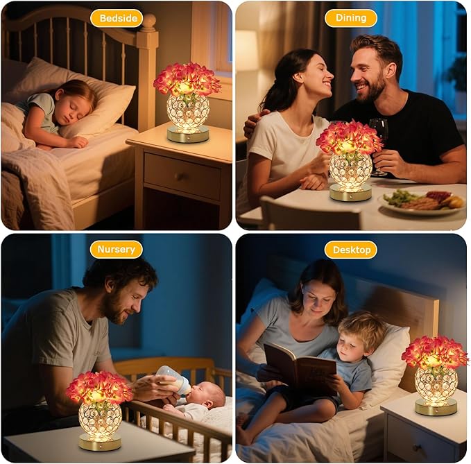 Hydrangea Flower Lamp with Remote, Rechargeable 16 Colors Changing Artificial Flower Table Lamp with 4 Modes, Dimmable Touch Cordless Lamp for Bedroom Room Home Decor, Gift for Mom Women (Purple)