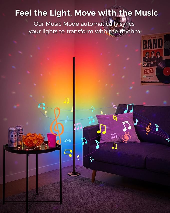 Corner Floor Lamp, 65" RGB Color Changing led Floor lamp with APP and Remote Control, Dimmable Mood Light Corner Light with Music Sync, DIY Mode & Timing for Living Room Gaming Room (2)