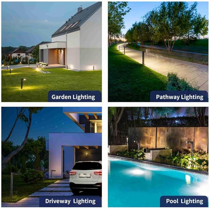Gardenreet 12V Brass Landscape Black Path Lighting Kit (4 Pack Path Lights) with 100 Feet Cable and 20Pack Wire Connectors for Outdoor House Garden Patio Walkway Without Low Voltage Transformer