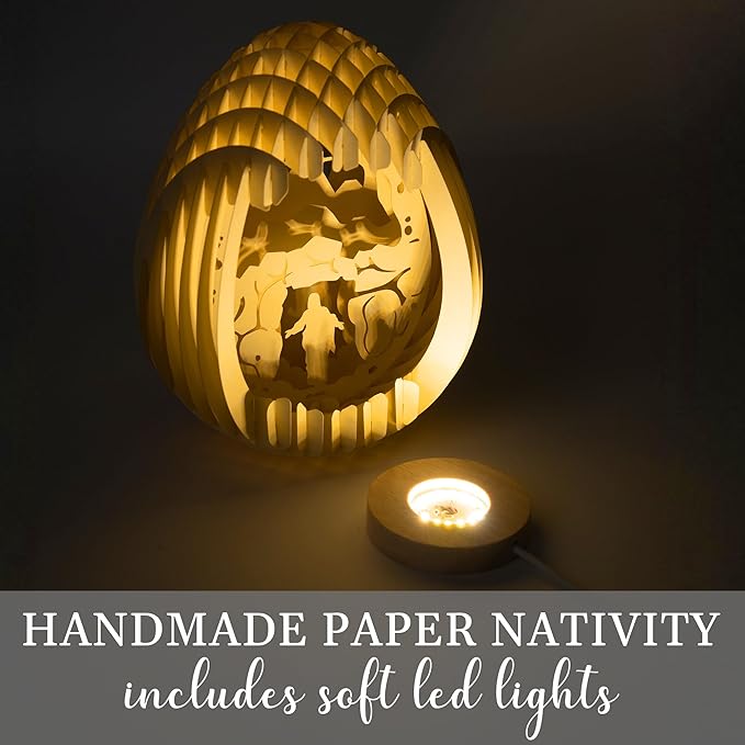 Lighted Easter Egg Centerpieces for Tables Indoor, Resurrection Scene, Paper Easter Decoration for Tabletop, Mantel, Religious Christian Cross Decor, Rabbit Home Decor (He is Risen)