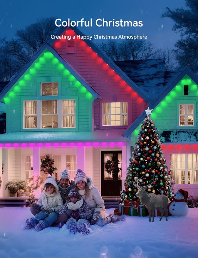 Permanent Outdoor Lights for House -Eaves Lights 50FT with 25 IC+RGBCW LED IP67 Waterproof, Smart Outside LED Christmas Light with App/Remote, Eternity Lighting for Holiday/Daily