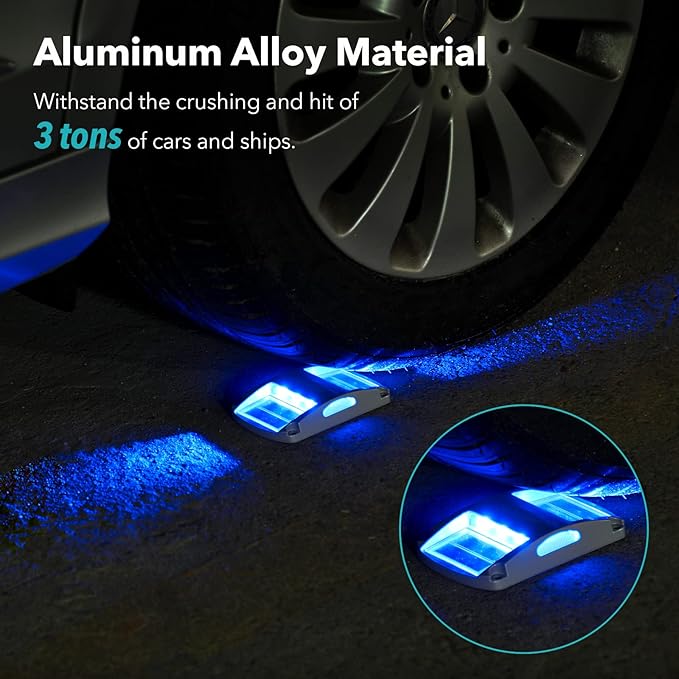 AGPTEK Solar Driveway Lights 20 Pack, Outdoor Deck Dock Marine LED Solar Powered Waterproof Driveway Marker Lights for Warning Step, Sidewalk, Pathway, Garden, Yard (Blue Light)