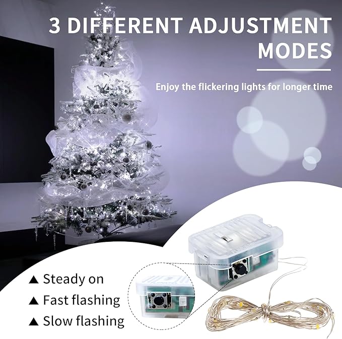 12 Pack Fairy Lights 7Ft 20 LED Twinkle String Lights 3 Modes Battery Operated Waterproof Firefly Starry for Mason Jar Wedding Bedroom Patio Christmas Valentines Day Table Centerpieces,White