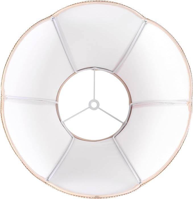 GO&SO 6x13x10.6" Barrel Lamp Shades (Spider) Yellowish Beige Scalloped Lamp Shade -Bell Faux Silk Shades for Floor/Table/Bedside Lamps,Modern Lamp Shade Petal Edge Braid Design -Easy Assembly -1 Pack