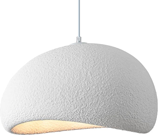 15.7 inch Wabi Sabi Pendant Light Modern Japanese Ceiling Fixture for Dining Room Kitchen Island Hallway, White E26 Base Hanging Lamp (40cm/15.7in)