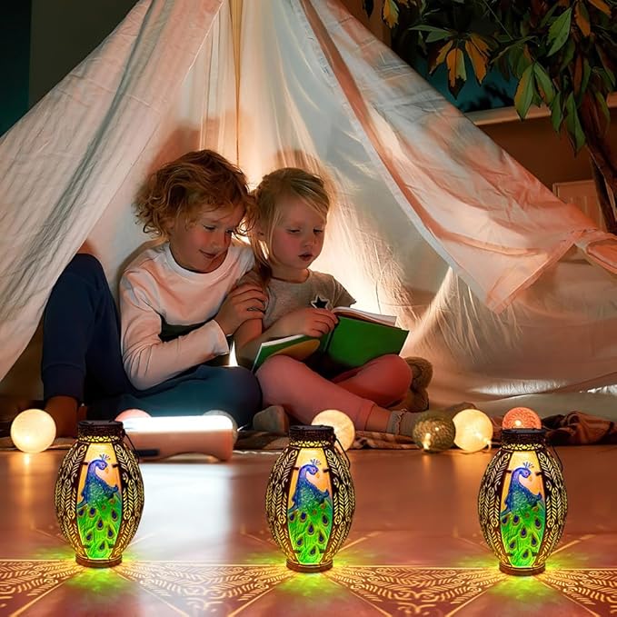Peacock Solar Lantern Outdoor Lights, Hanging Solar Lanterns Waterproof Lamp Tasktop Garden Porch Yard Decor, Birthday Gifts Light for Women Mom Grandma