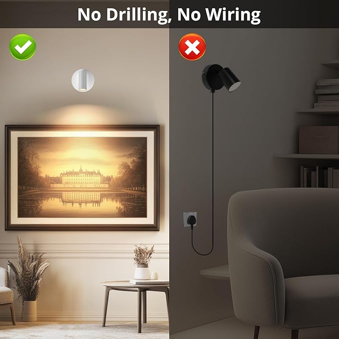 Spotlight Indoor, Wireless Battery Operated with Remote,Uplight Indoor Down Light for Picture on Wall, Plant Spotlight Dimmable Timer, Mini Ceiling Lights Painting for Trees Plant