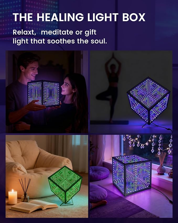Infinity Hyper Cube LED Table Light, Color-Changing Music-Sync APP-Controlled Ambient Light for Gaming, Party, Home (10Inches)