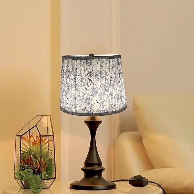 TOOTOO STAR Printed Drum Lamp Shades, pleated lampshade for table and floor lamps, 10.5" top x 12" bottom x 9" high modern Small fabric shades, requires simple assembly