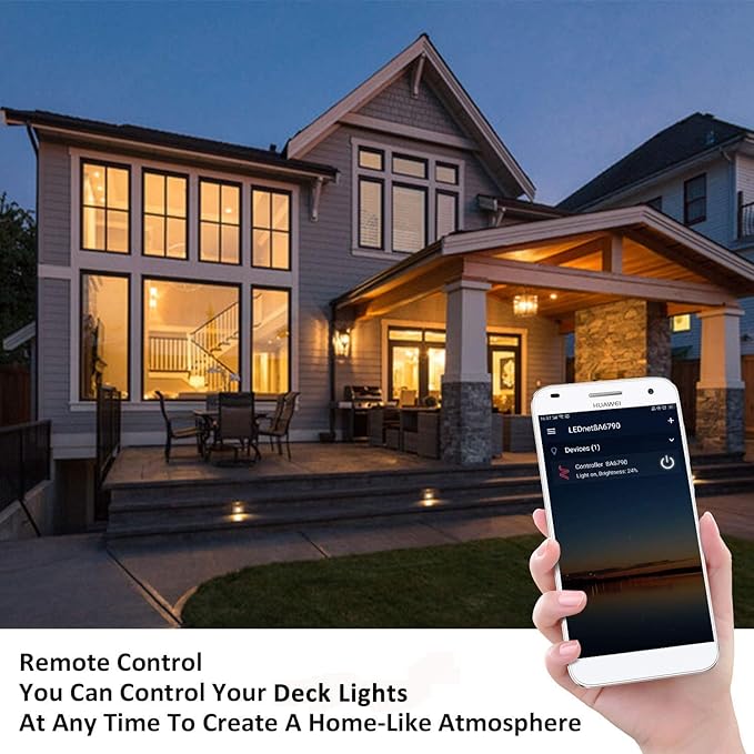Smart LED Deck Lights Kit WiFi Controlled Color Changeable,Φ1.38“Outdoor IP67 Waterproof Low Voltage Step Lights In-Ground Lighting,Works with Samrt Phone,Alexa, Google Home(Silver Border,20pack)