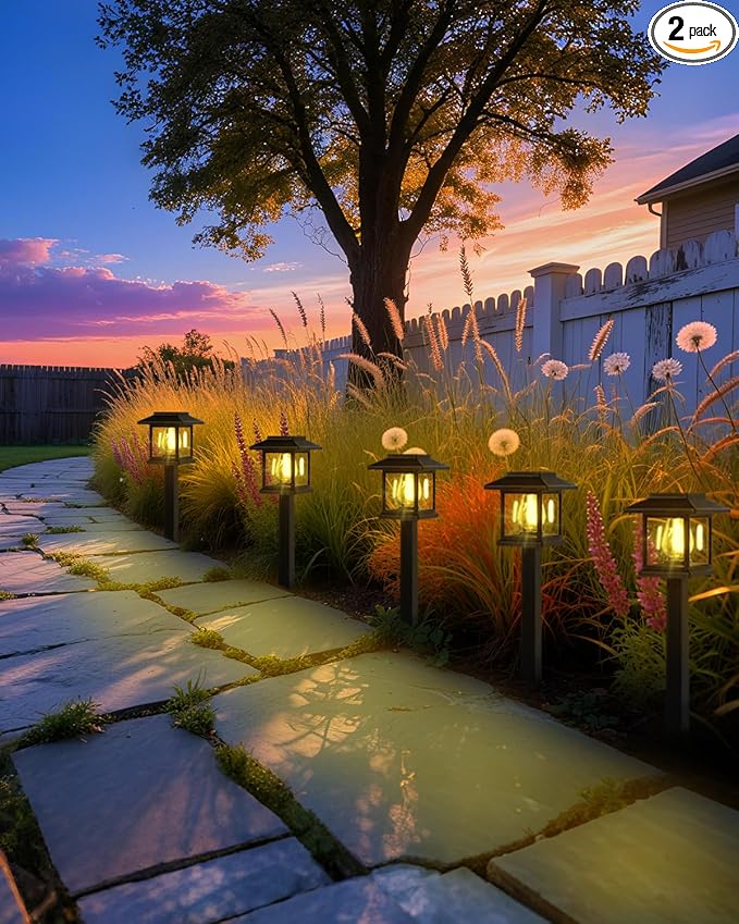 Albelt Solar Pathyway Lights Outdoor, 2 Pack Waterproof Solar Garden Lights with Auto On/Off, Landscape Lighting for Garden, Yard, Pathway, Patio, Driveway Decor
