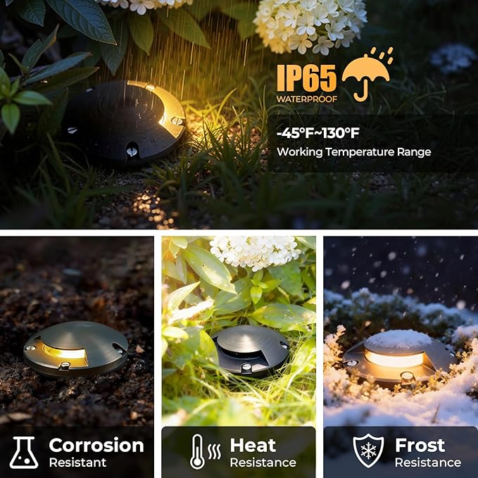 Gardencoin Brass Well Lights Outdoor 12V LED Low Voltage Landscape In Ground Light Waterproof Up Lighting Fixture, Bronze Accent Lighting Fixture Without MR16 Bulb, 4 Pack