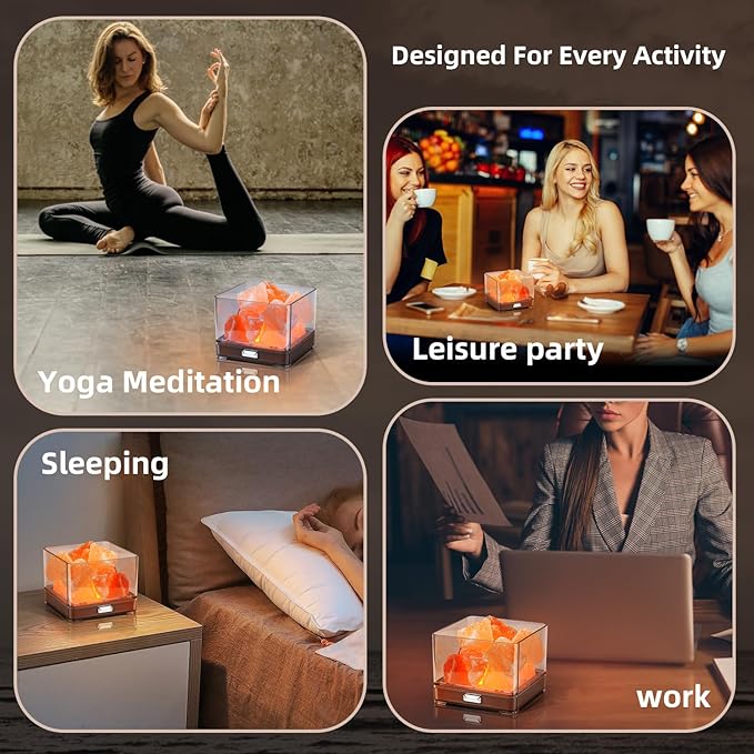 Touch Himalayan Salt Lamp with Smart Heating Essential Oil System, 6-Way Dimmable Mini USB LED Pink Natural Salt Rock Night Lamp for Home Decor Zen Gifts Salt Therapy Yoga Spa Meditation