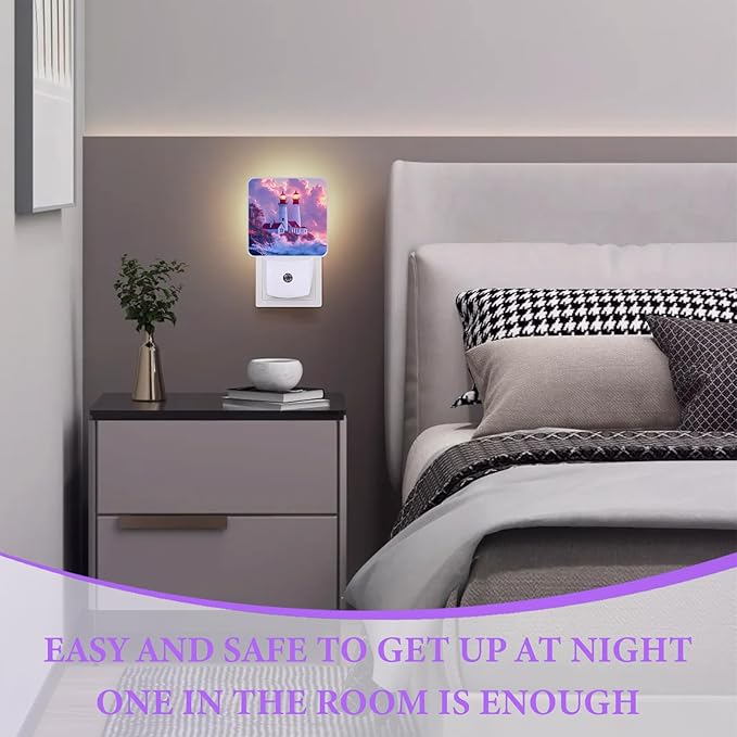 Sunset Lighthouse Night Light,Night Lights Plug into Wall,Led Lamp for Stairway/Hallway/Bedroom 0.5W Nightlight Sleep Friendly