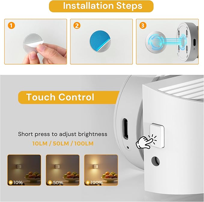 L LOHAS LED Motion Sensor Night Light, Rechargeable Stair Lights Indoor, Portable Warm White Motion Sensor Light Indoor, Battery Operated for Bedrooms, Hallway, Stairway & Bathrooms