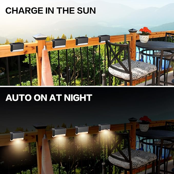 Solar Deck Lights Outdoor, 20 Pcs Solar Step Lights, Waterproof LED Solar Lights for Outdoor Stairs, Step, Fence, Yard, Patio, Railing, Garden and Pathway