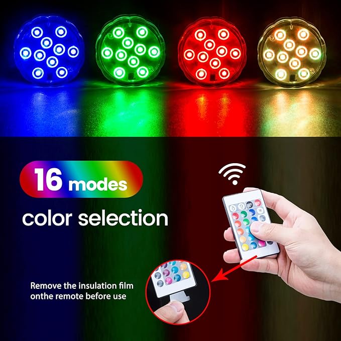 Boat Lights Wireless, Battery Powered Operated Marine Led Interior Light for Boat Deck Courtesy Light, for Fishing Pontoon Sailboat Kayak, Remote Control Multi Color Changing, RGB, 4PCS