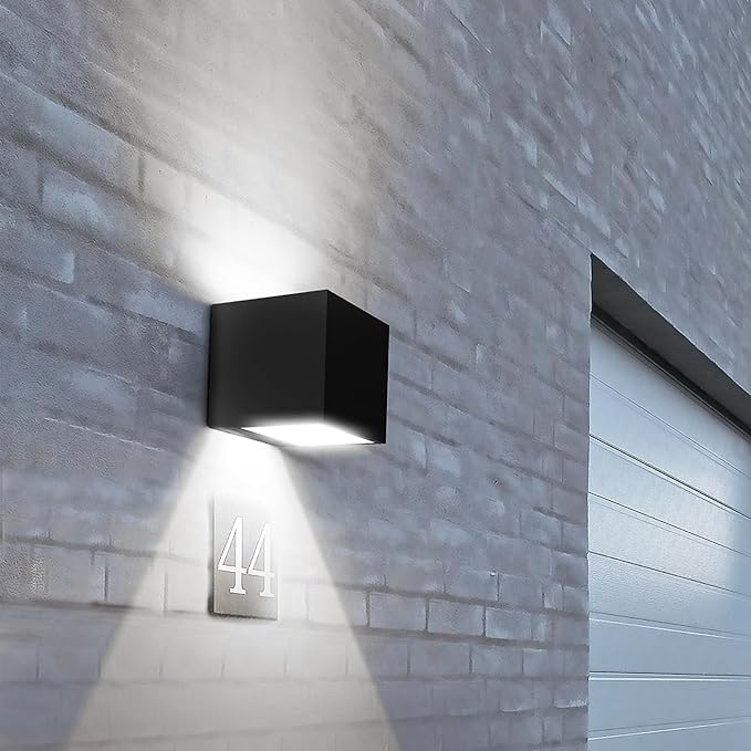 Solar Wall Lights, 4000K 700LM Up and Down Solar Lights Outdoor Waterproof, Super Brightness Cube Design LED Solars Outdoor Light Decorative for Porch Patio Yard Fence, 1pcs