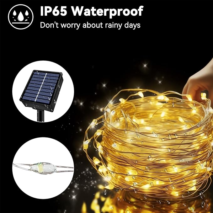 Solar String Lights Outdoor Waterproof 4 Pack Total 132ft 400LED 8 Modes Twinkle Lights Solar Fairy Lights for Patio, Garden Yard Party Tree Christmas Halloween Decoration Warm White