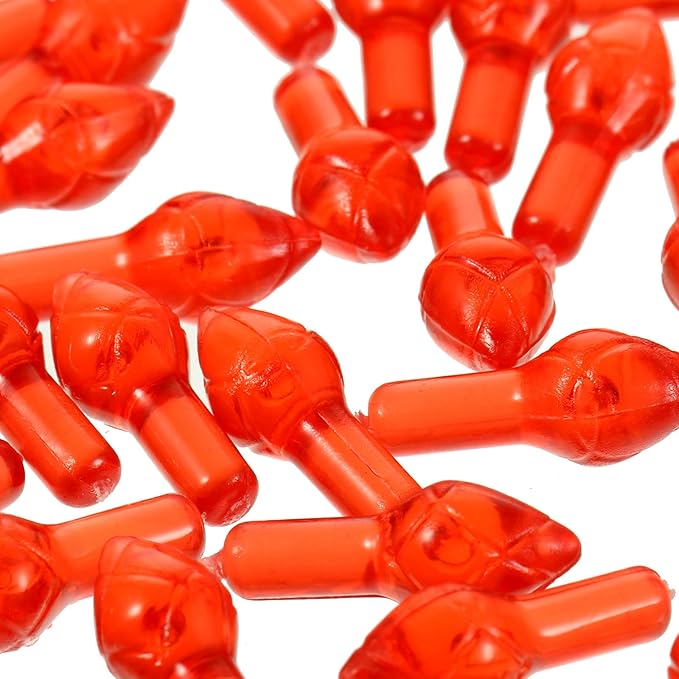 Boao 100 Pieces Ceramic Christmas Tree Bulbs and 5 Stars Replacement Plastic Bulbs for Ceramic Christmas Tree Decorations(3.8 mm Diameter,Red)